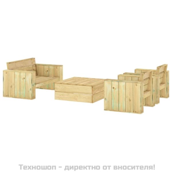 Градински лаундж комплект, 4 части, импрегниран бор масив