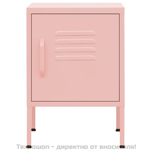 Нощни шкафчета, 2 бр, розови, 35х35х51 см, стомана