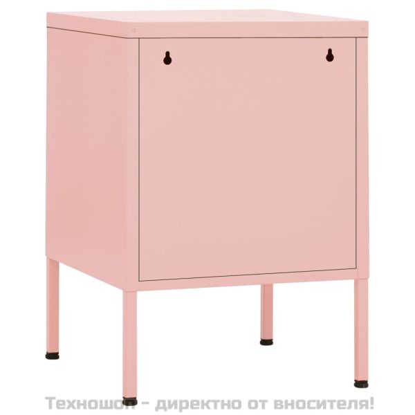 Нощни шкафчета, 2 бр, розови, 35х35х51 см, стомана