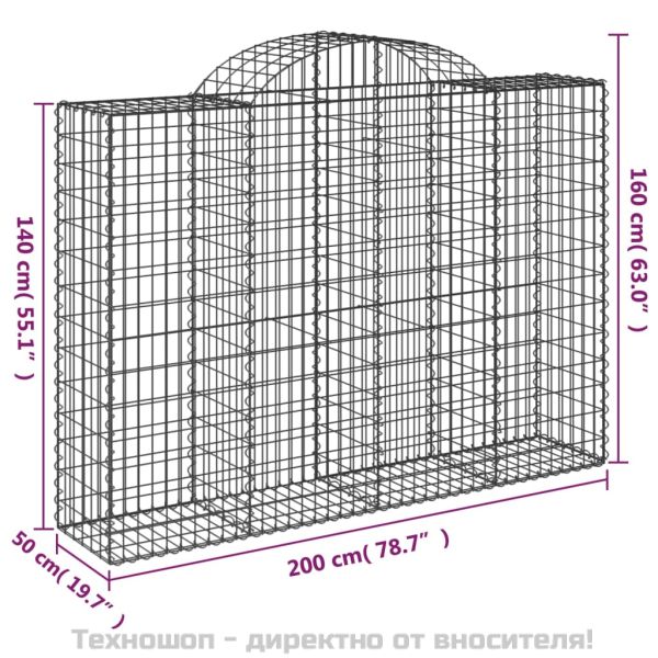Дъговидна габионна кошница 200x50x140/160 см поцинковано желязо