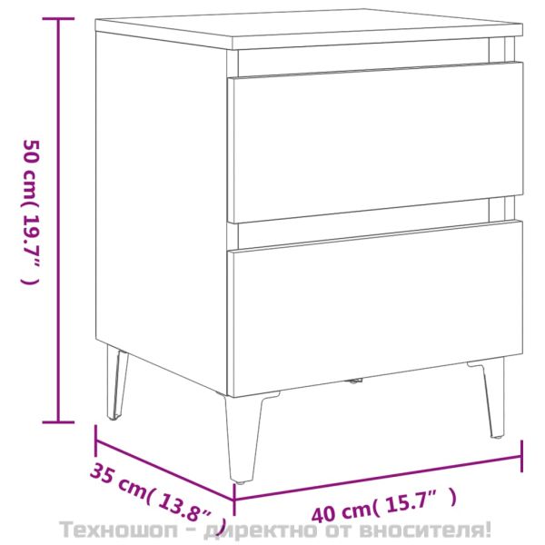 Нощни шкафчета, 2 бр, бетонно сив, 40x35x50 см, инженерно дърво