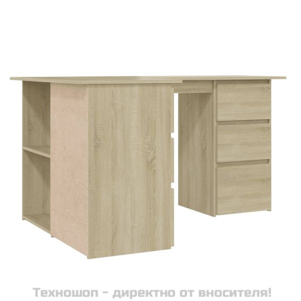 Ъглово бюро, дъб сонома, 145x100x76 см, инженерно дърво