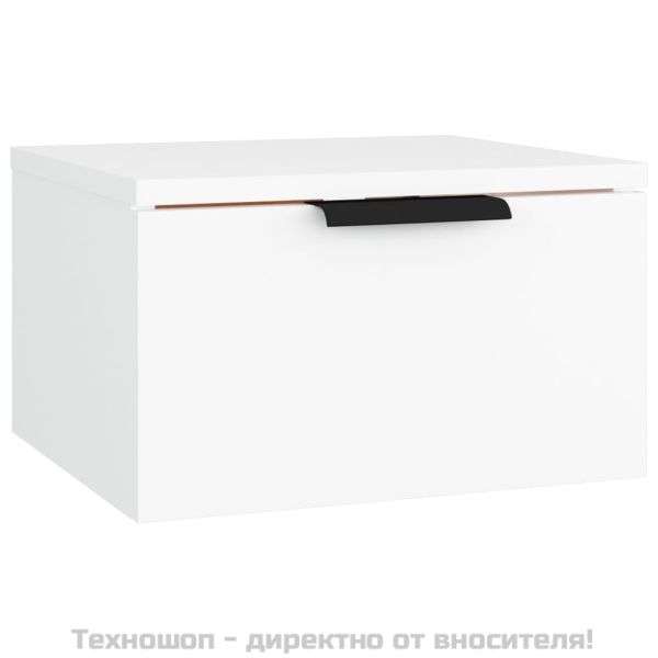 Нощно шкафче за стенен монтаж, бяло, 34x30x20 см