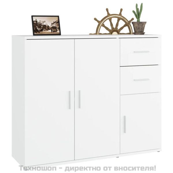 Сайдборд, бял, 91x29,5x75 см, инженерно дърво