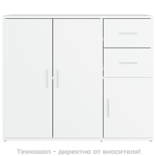 Сайдборд, бял, 91x29,5x75 см, инженерно дърво