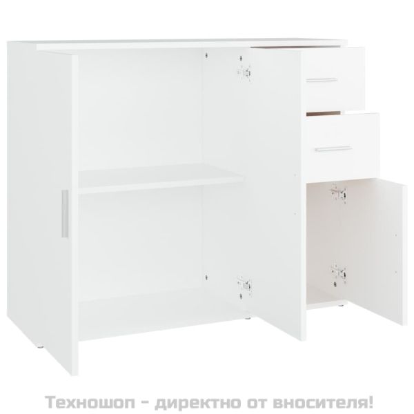 Сайдборд, бял, 91x29,5x75 см, инженерно дърво