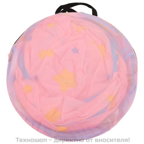 Детска палатка за игра с 250 топки розова 301x120x128 см