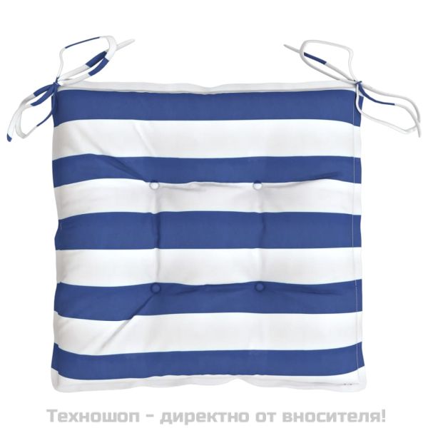 Възглавници за стол 4 бр синьо-бяло райе 50x50x7см Оксфорд плат