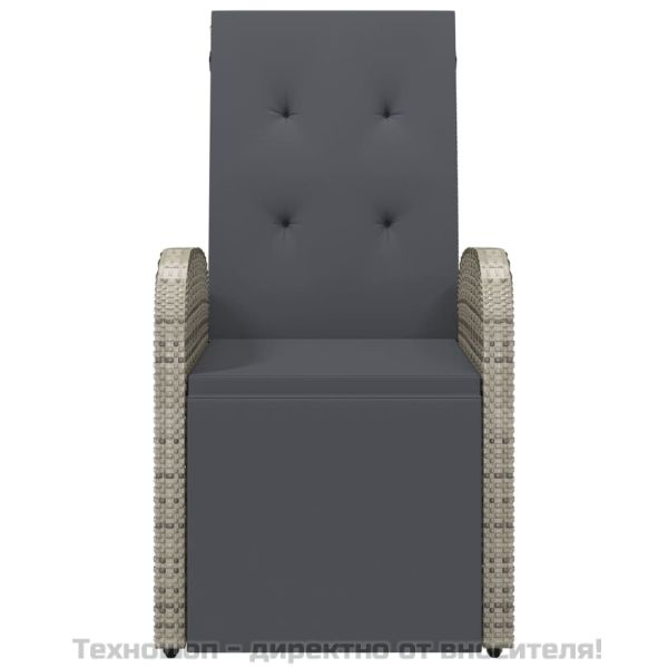 Градински столове с възглавници, 2 бр, полиратан, сиви