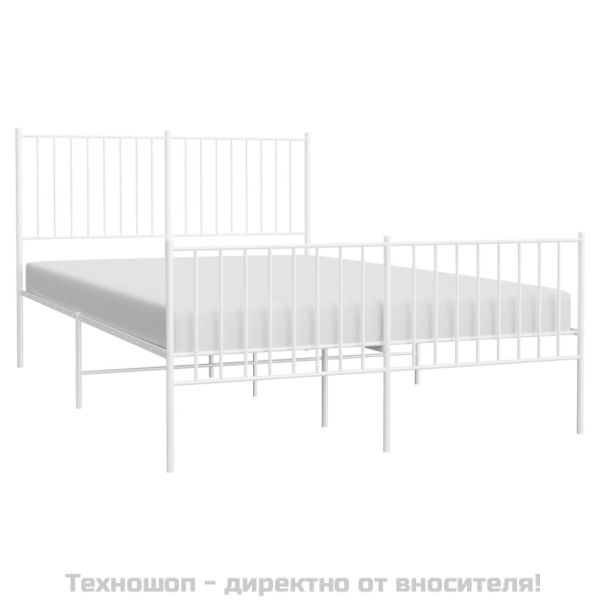 Метална рамка за легло с горна и долна табла, бяла, 140x200 см