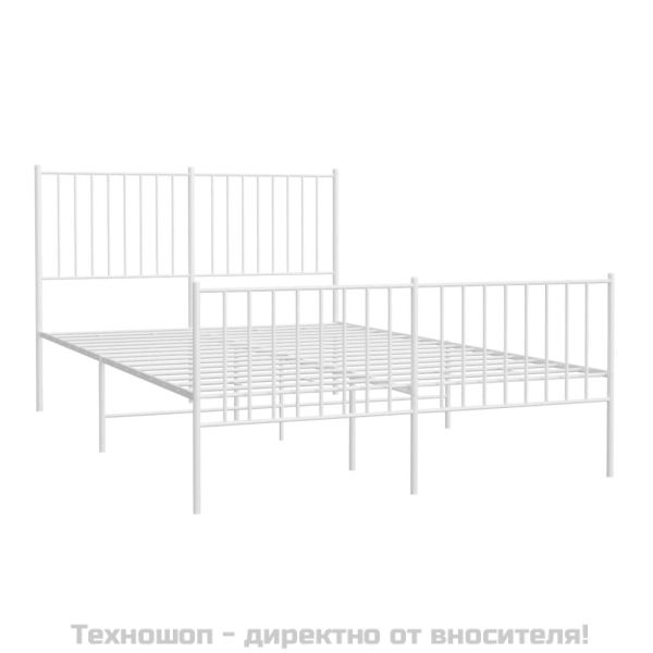 Метална рамка за легло с горна и долна табла, бяла, 140x200 см