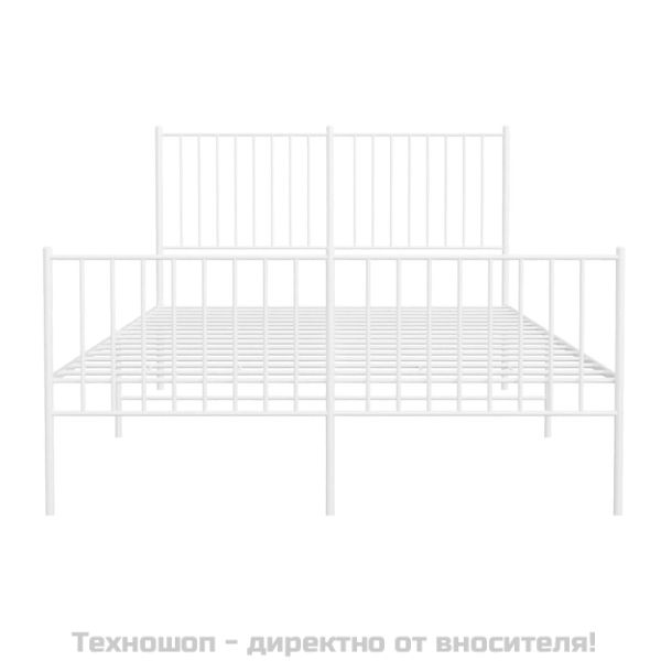 Метална рамка за легло с горна и долна табла, бяла, 140x200 см