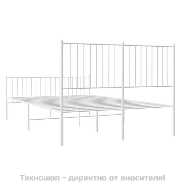 Метална рамка за легло с горна и долна табла, бяла, 140x200 см