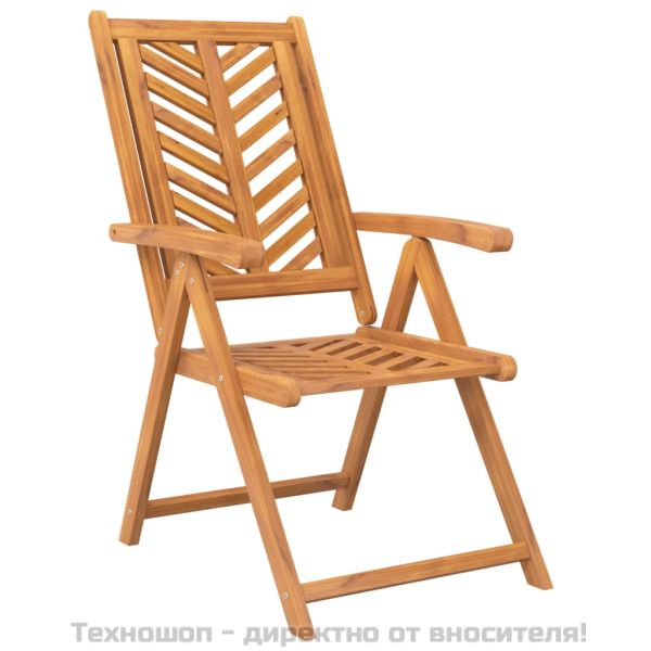 Накланящи се градински столове, 3 бр, акация масив