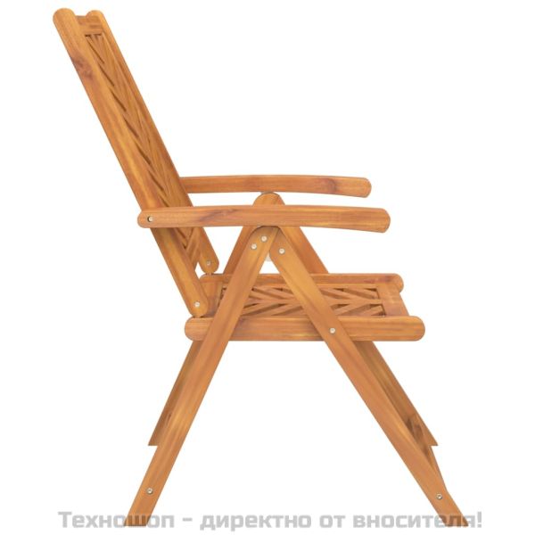 Накланящи се градински столове, 3 бр, акация масив