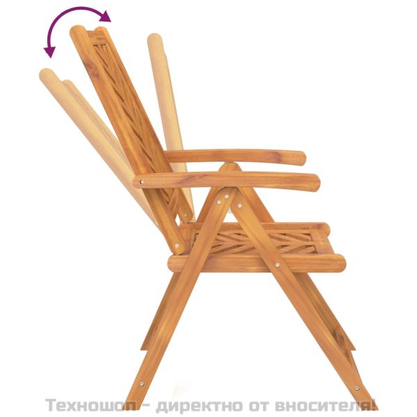 Накланящи се градински столове, 3 бр, акация масив