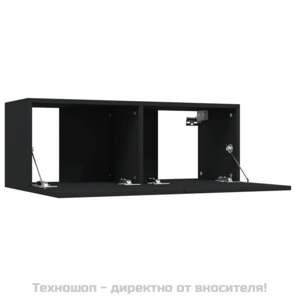ТB шкафове, 2 бр, черни, 80x30x30 см, инженерно дърво