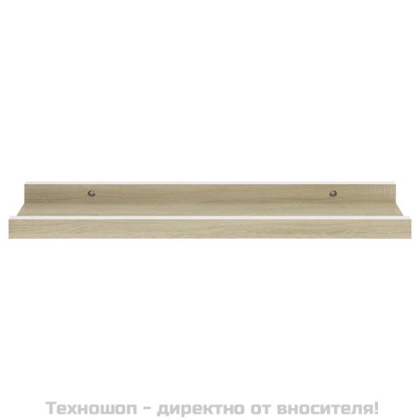 Стенни рафтове, 4 бр, бяло и сонома дъб, 40x9x3 см