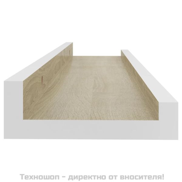 Стенни рафтове, 4 бр, бяло и сонома дъб, 40x9x3 см