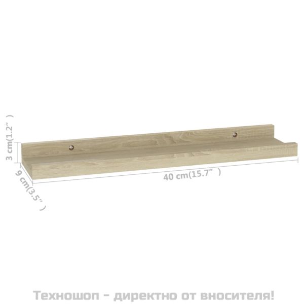 Стенни рафтове, 2 бр., дъб сонома, 40x9x3 см