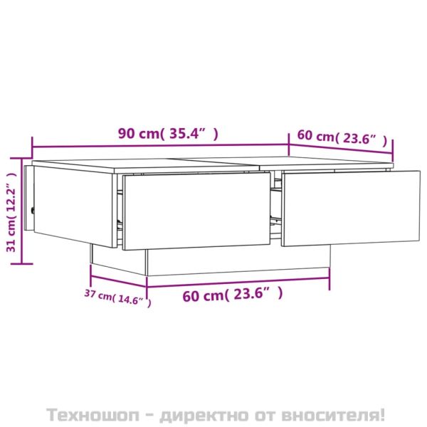 Маса за кафе, бетонно сива, 90x60x31 см, инженерно дърво