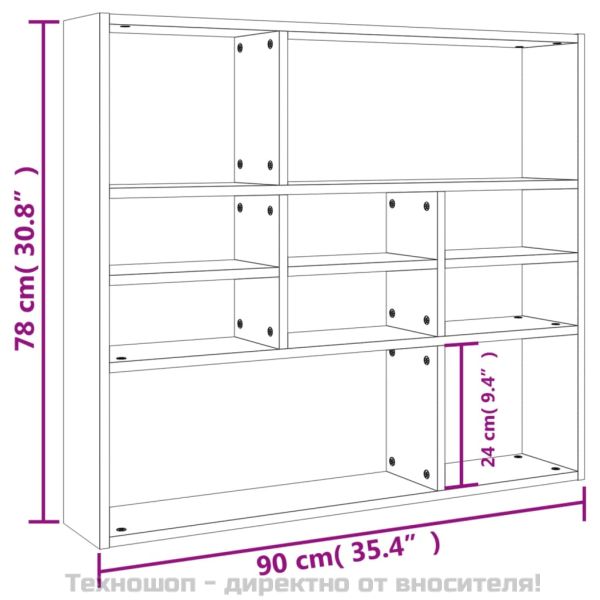 Стенен рафт, дъб сонома, 90x16x78 см, инженерно дърво