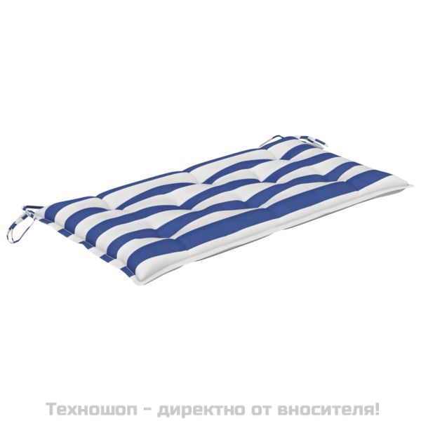 Възглавница за пейка синьо и бяло райе 100x50x7 см оксфорд плат