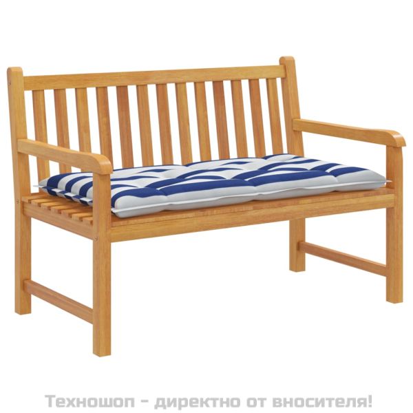 Възглавница за пейка синьо и бяло райе 100x50x7 см оксфорд плат