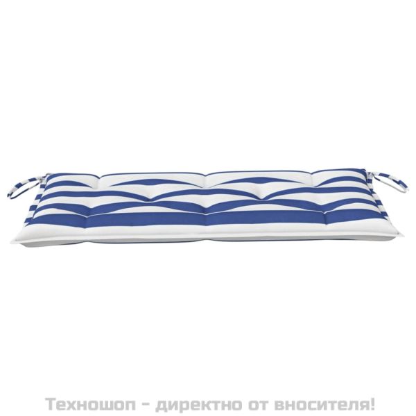 Възглавница за пейка синьо и бяло райе 100x50x7 см оксфорд плат