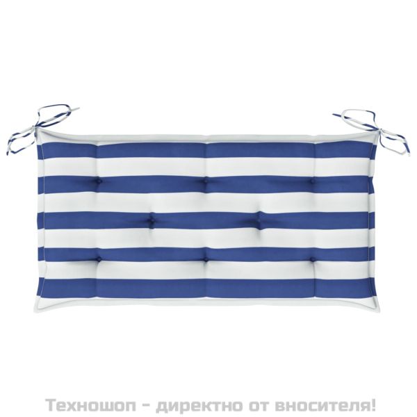 Възглавница за пейка синьо и бяло райе 100x50x7 см оксфорд плат