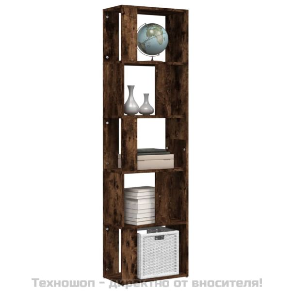 Библиотека, опушен дъб, 45x24x160 см, инженерно дърво