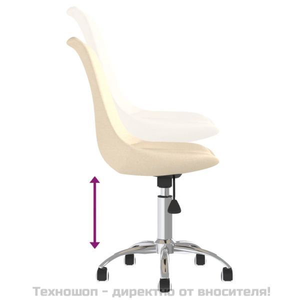 Въртящи се трапезни столове, 4 бр, кремави, текстил