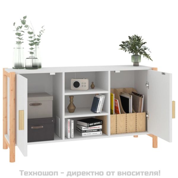 Бюфет, бял, 107x38x60 см, инженерно дърво