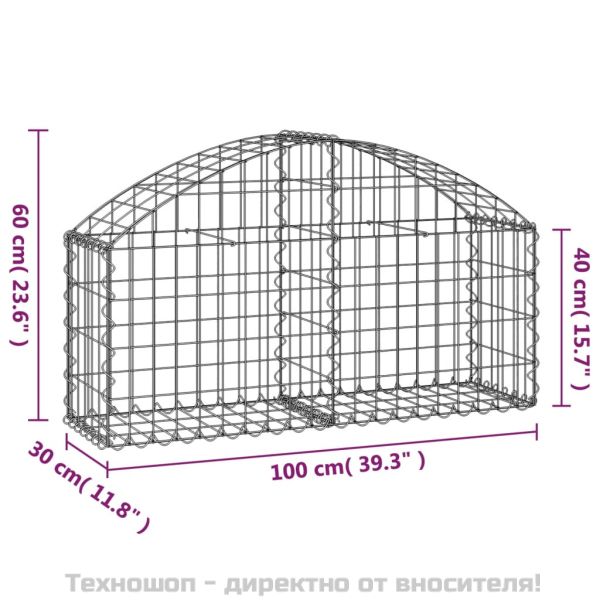 Дъговидна габионна кошница 100x30x40/60 см поцинковано желязо