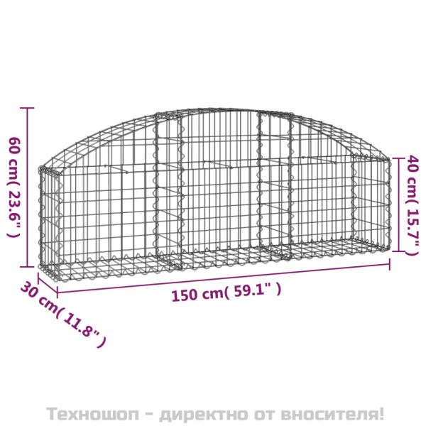 Дъговидна габионна кошница 150x30x40/60 см поцинковано желязо