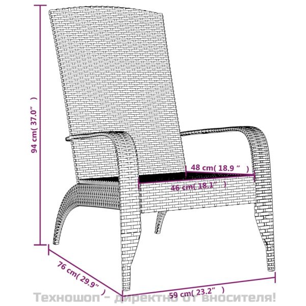 Градински стол Адирондак, черен, полиратан