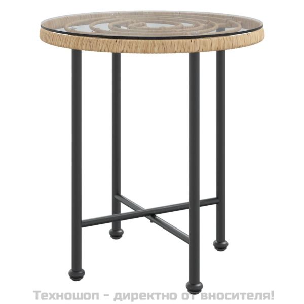 Трапезна маса Ø50 см закалено стъкло и стомана