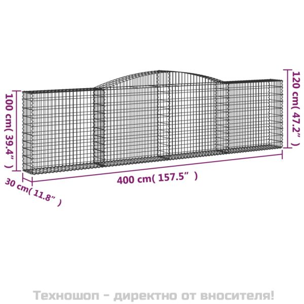 Габионни кошници арка 9 бр 400x30x100/120 см поцинковано желязо