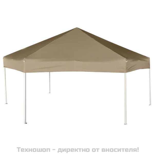 Шестоъгълна pop-up шатра със стени 3,6x3,1 м таупе 220 г/м²