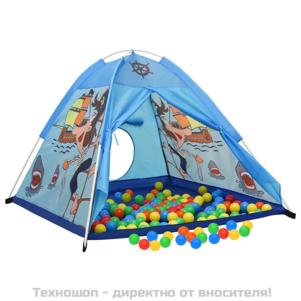 Детска палатка за игра с 250 топки, синя, 120x120x90 см