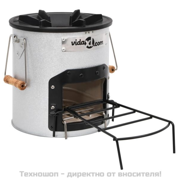 Къмпинг печка на дърва, сребриста, 45x25x26 см стомана