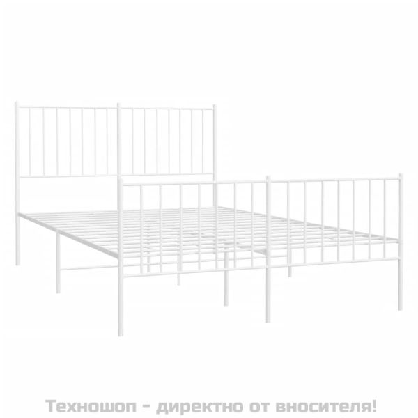 Метална рамка за легло с горна и долна табла, бяла, 120x190 см
