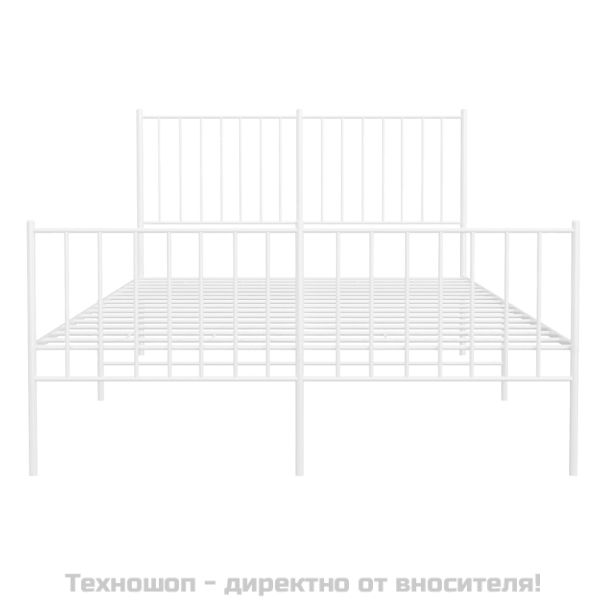Метална рамка за легло с горна и долна табла, бяла, 120x190 см