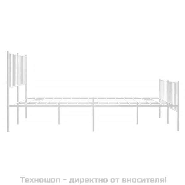 Метална рамка за легло с горна и долна табла, бяла, 120x190 см