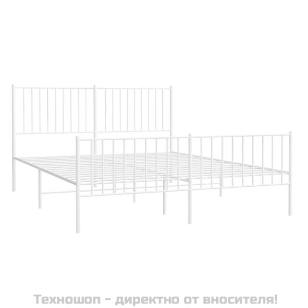 Метална рамка за легло с горна и долна табла, бяла, 160x200 см