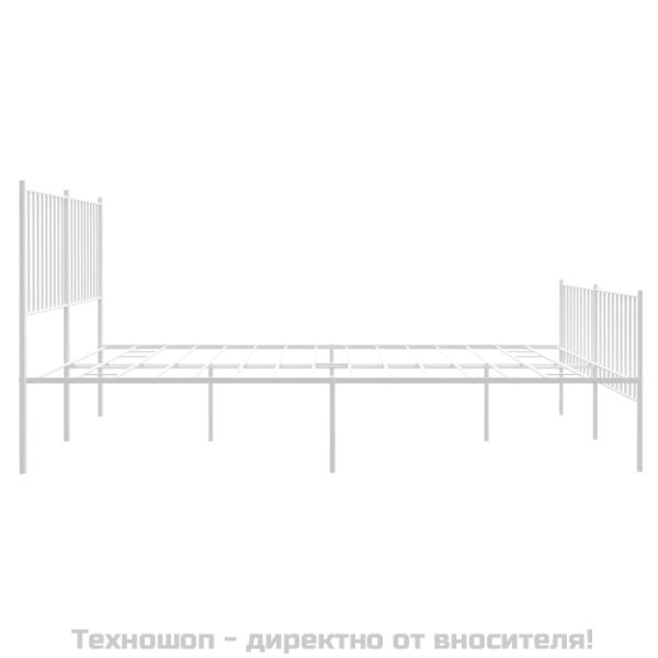 Метална рамка за легло с горна и долна табла, бяла, 160x200 см