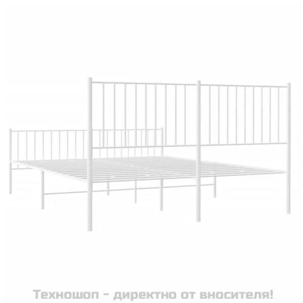 Метална рамка за легло с горна и долна табла, бяла, 160x200 см