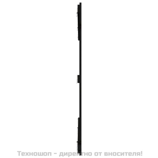 Стенна табла за спалня, черна, 204x3x110 см, борово дърво масив