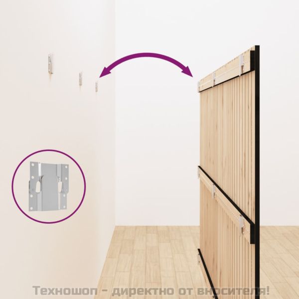 Стенна табла за спалня, черна, 204x3x110 см, борово дърво масив