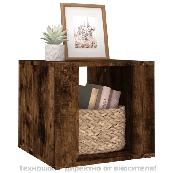 Нощна масичка, опушен дъб, 41x40x36 см, инженерно дърво